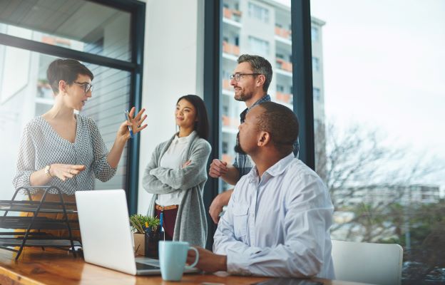 4 People talking in office