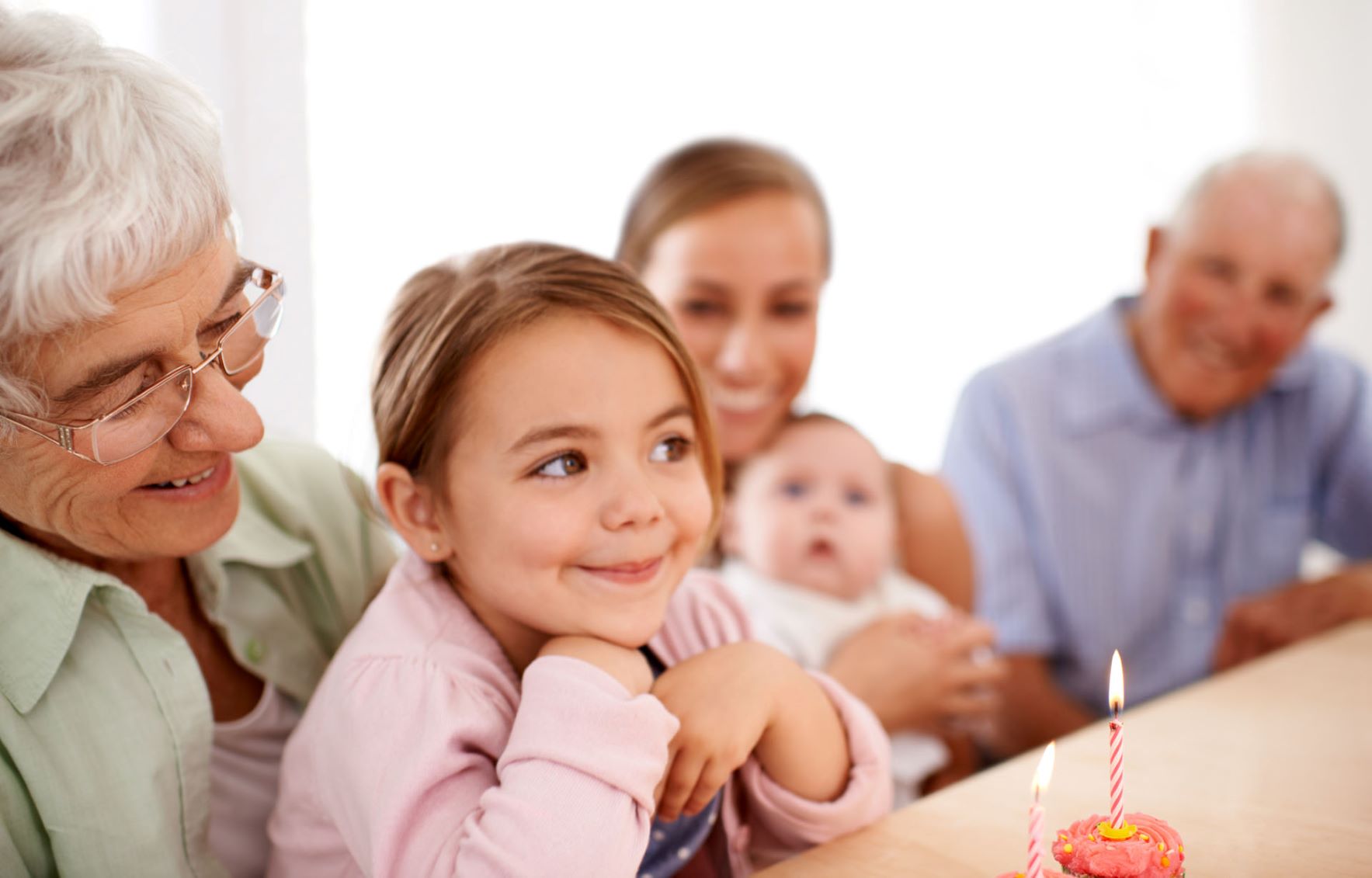 Grandparents sitting with grandchildren